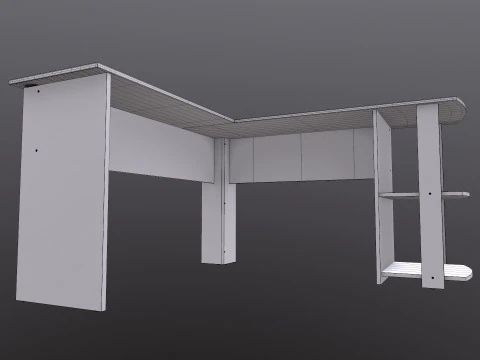 L shape Straight computer desk 3D Model