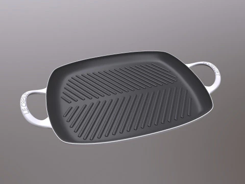 Мелкий прямоугольный гриль, черный 3D Модель