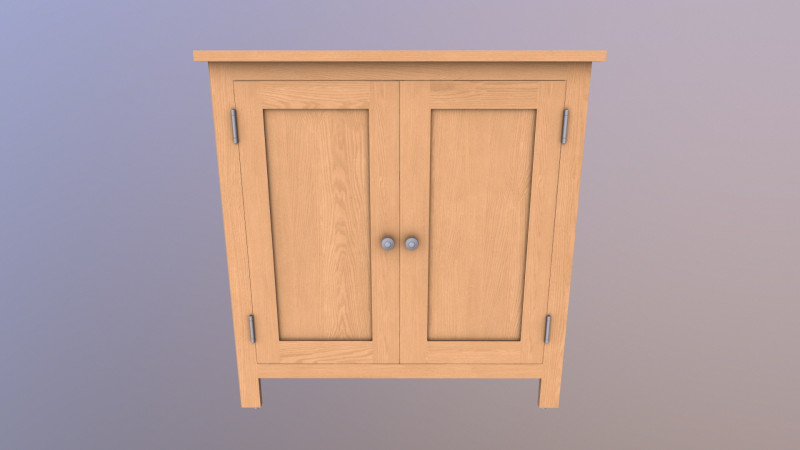 Dressoir massief eikenhout 3D Model .c4d .max .obj .3ds .fbx .stl .blend
