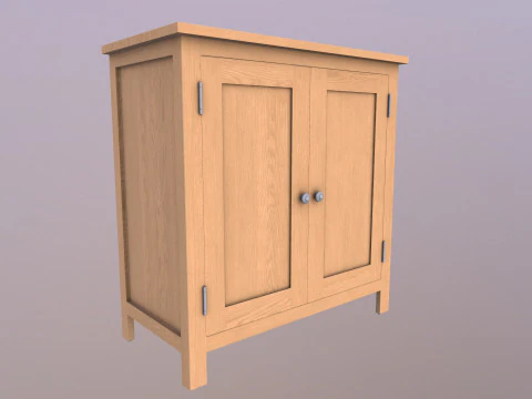 Sideboard Solid Oak Wood 3D Model