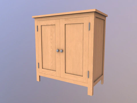 Sideboard Solid Oak Wood 3D Model