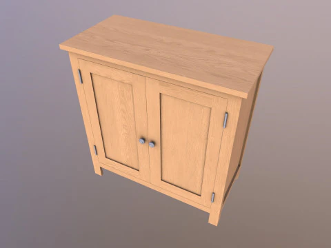 Sideboard Solid Oak Wood 3D Model
