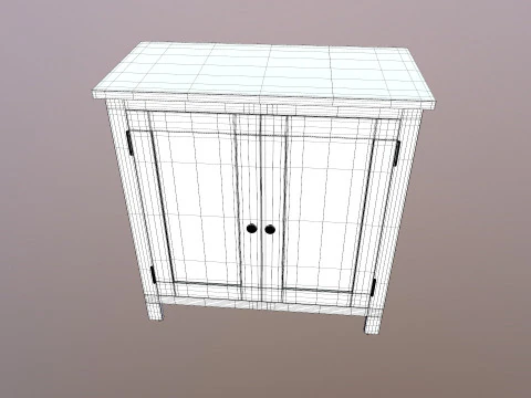 Sideboard Solid Oak Wood 3D Model