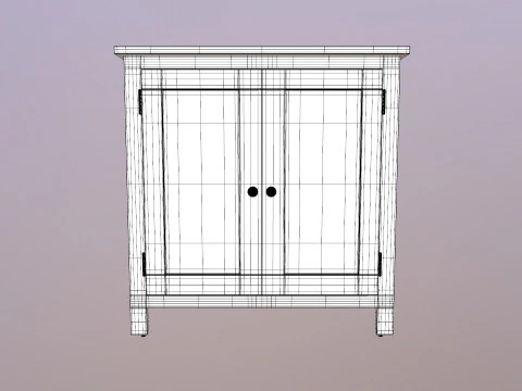 Sideboard Solid Oak Wood 3D Model