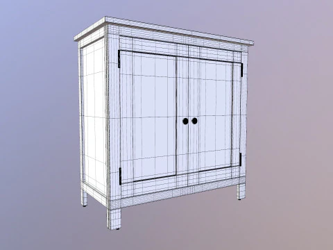 Sideboard Solid Oak Wood 3D Model