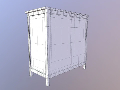 Sideboard Solid Oak Wood 3D Model