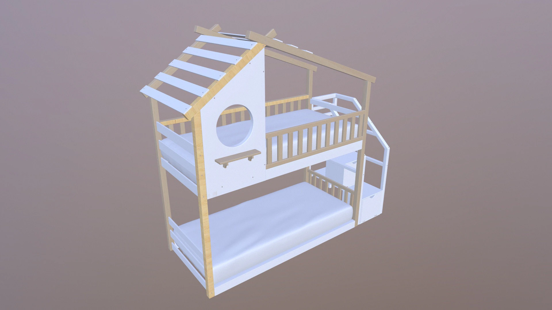 Bunk Bed 3D Model .c4d .max .obj .3ds .fbx .stl .blend 