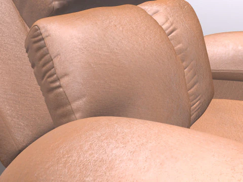 Leatherette Manual Recliner Sofa 3D Model