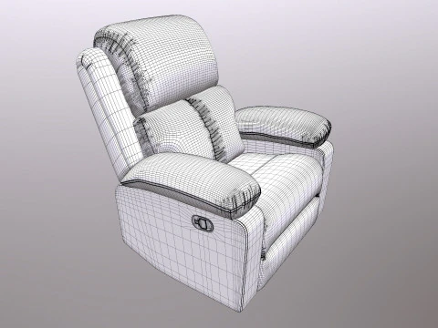 Leatherette Manual Recliner Sofa 3D Model