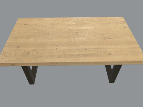 Table wood and steel dining 3D Model