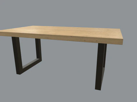Table wood and steel dining 3D Model