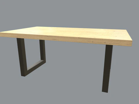 Table wood and steel dining 3D Model
