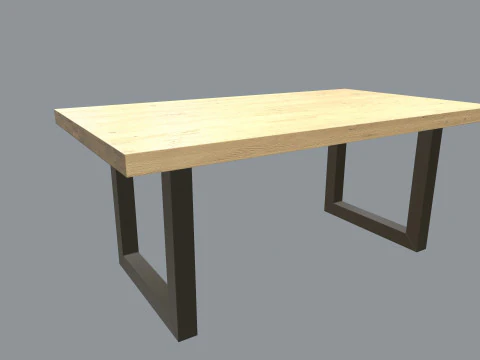 Table wood and steel dining 3D Model