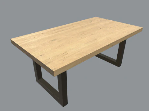 Table wood and steel dining 3D Model