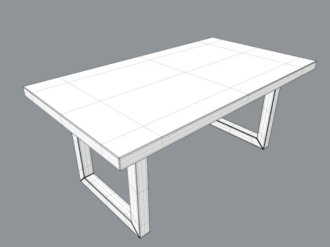 Table wood and steel dining 3D Model