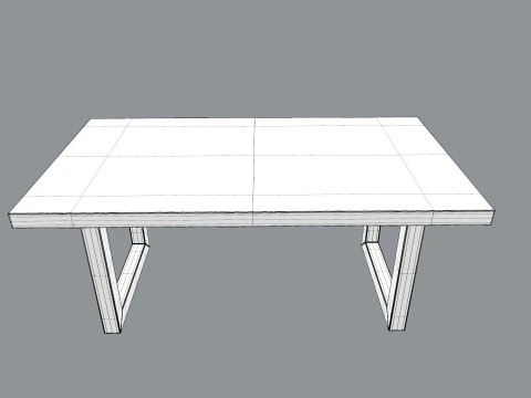 Table wood and steel dining 3D Model