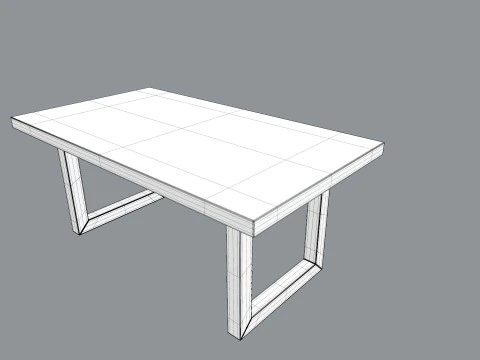 Table wood and steel dining 3D Model