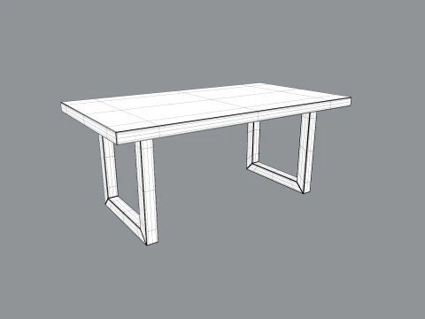 Table wood and steel dining 3D Model