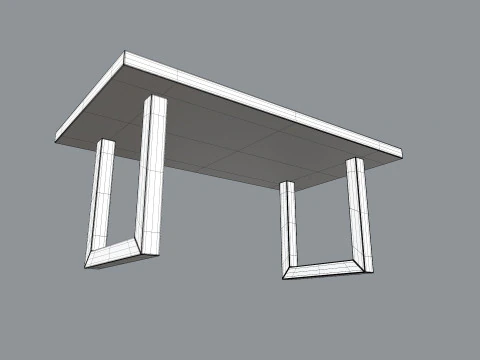 Table wood and steel dining 3D Model