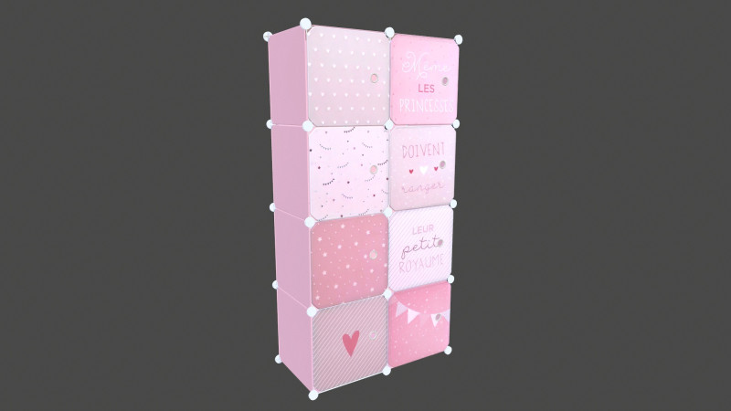 Wardrobe Children Pink Wardrobe 3D Model .c4d .max .obj .3ds .fbx .stl .blend 