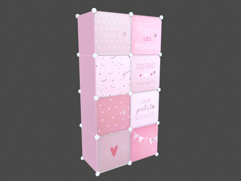 Wardrobe Children Pink Wardrobe 3D Model