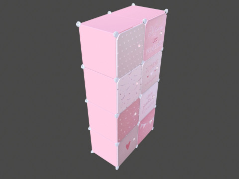 Wardrobe Children Pink Wardrobe 3D Model
