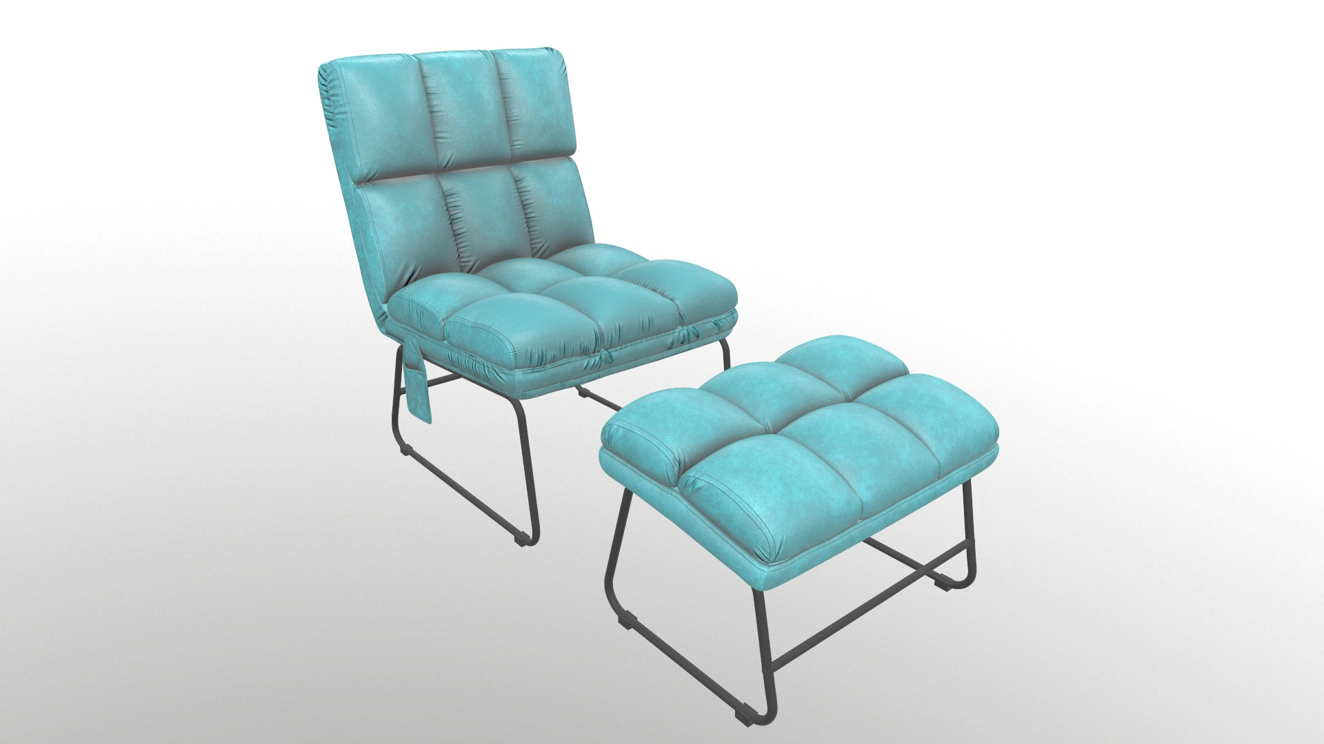 Armless Chair and Ottoman 3D Model .c4d .max .obj .3ds .fbx .stl .blend