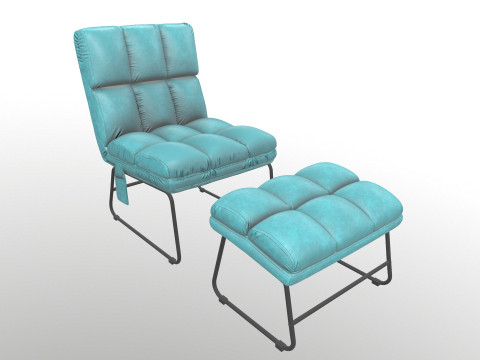 Sedia senza braccioli e pouf Modello 3D