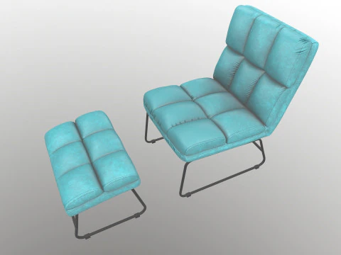 Armless Chair and Ottoman 3D Model