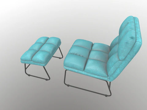 Armless Chair and Ottoman 3D Model