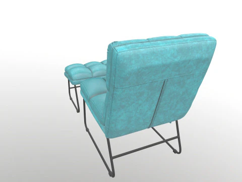 Armless Chair and Ottoman 3D Model