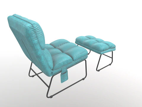 Armless Chair and Ottoman 3D Model