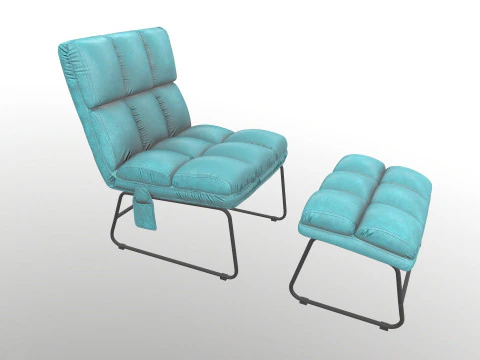 Armless Chair and Ottoman 3D Model