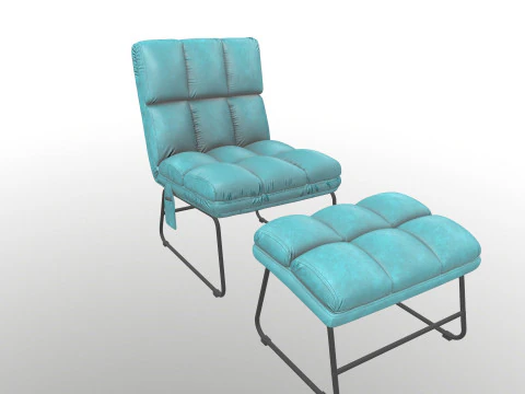 Armless Chair and Ottoman 3D Model