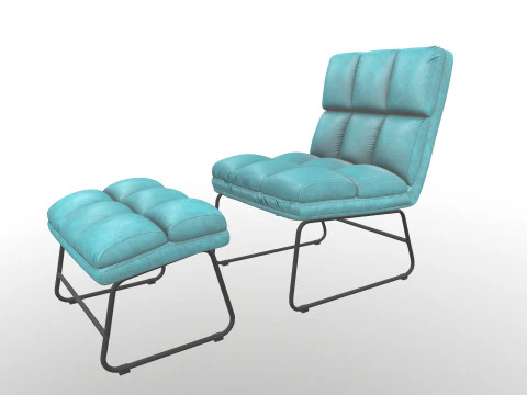 Armless Chair and Ottoman 3D Model