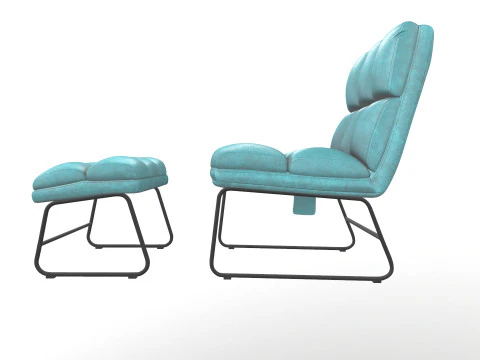 Armless Chair and Ottoman 3D Model