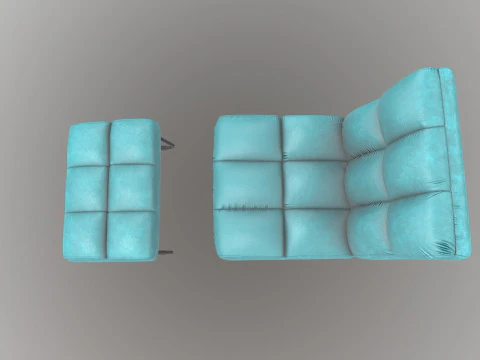 Armless Chair and Ottoman 3D Model