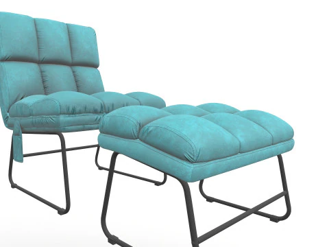Armless Chair and Ottoman 3D Model