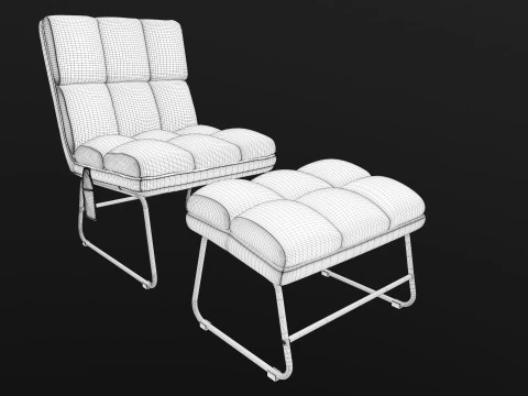 Armless Chair and Ottoman 3D Model
