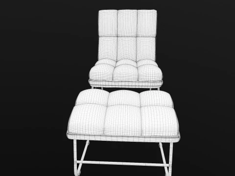 Armless Chair and Ottoman 3D Model