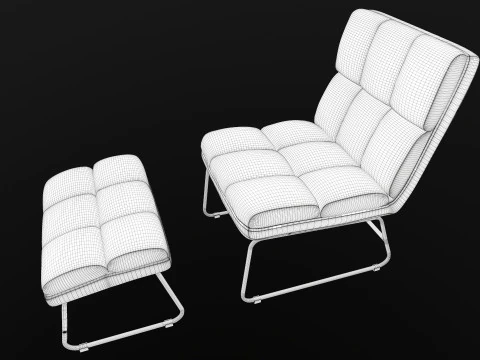 Armless Chair and Ottoman 3D Model