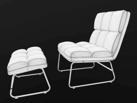 Armless Chair and Ottoman 3D Model