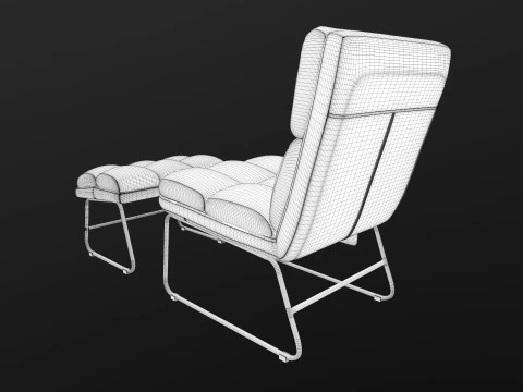 Armless Chair and Ottoman 3D Model