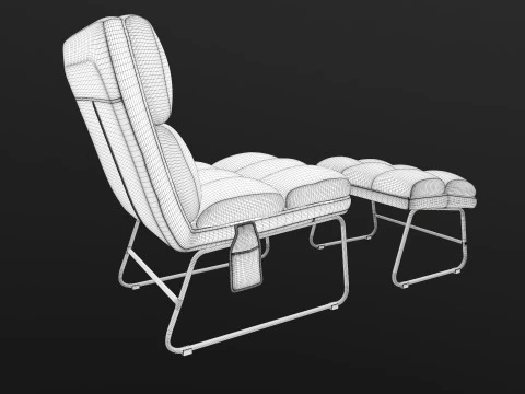 Armless Chair and Ottoman 3D Model
