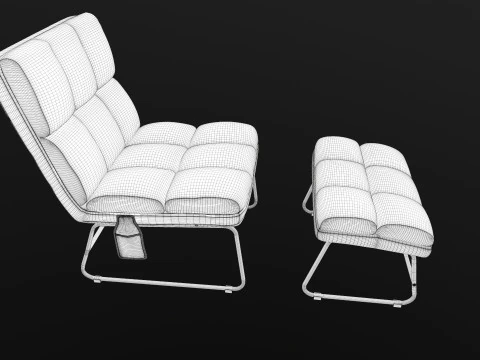 Armless Chair and Ottoman 3D Model