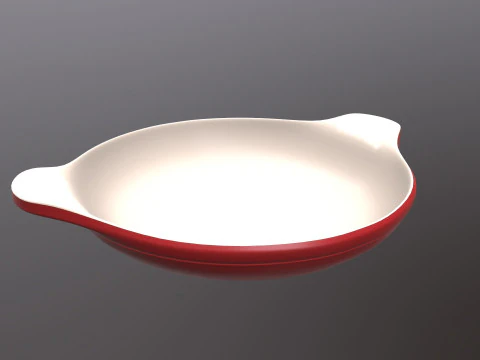 Enameled cast iron red oven dish 3D Model