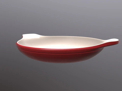 Enameled cast iron red oven dish 3D Model