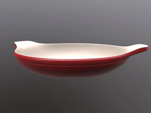 Enameled cast iron red oven dish 3D Model