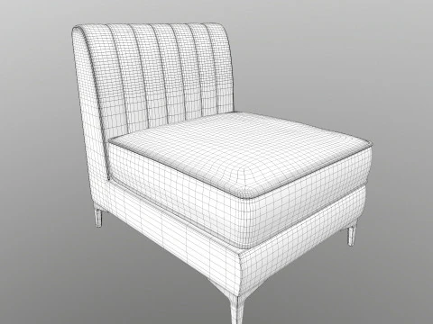 Triumph tufed Armless chair 3D Model