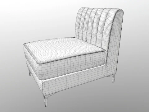 Triumph tufed Armless chair 3D Model